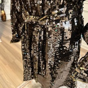 ASOS Sequin Batwing Sleeve Mini Shift Dress with belt. Size 2